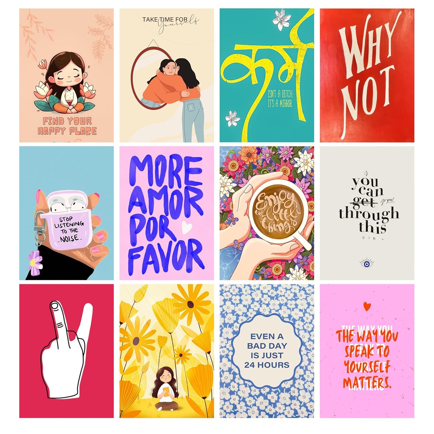 Set of 12 You Got This Women Empowerment Posters Set – A4 Size Peel & Stick Wall Posters for Home Office Decor