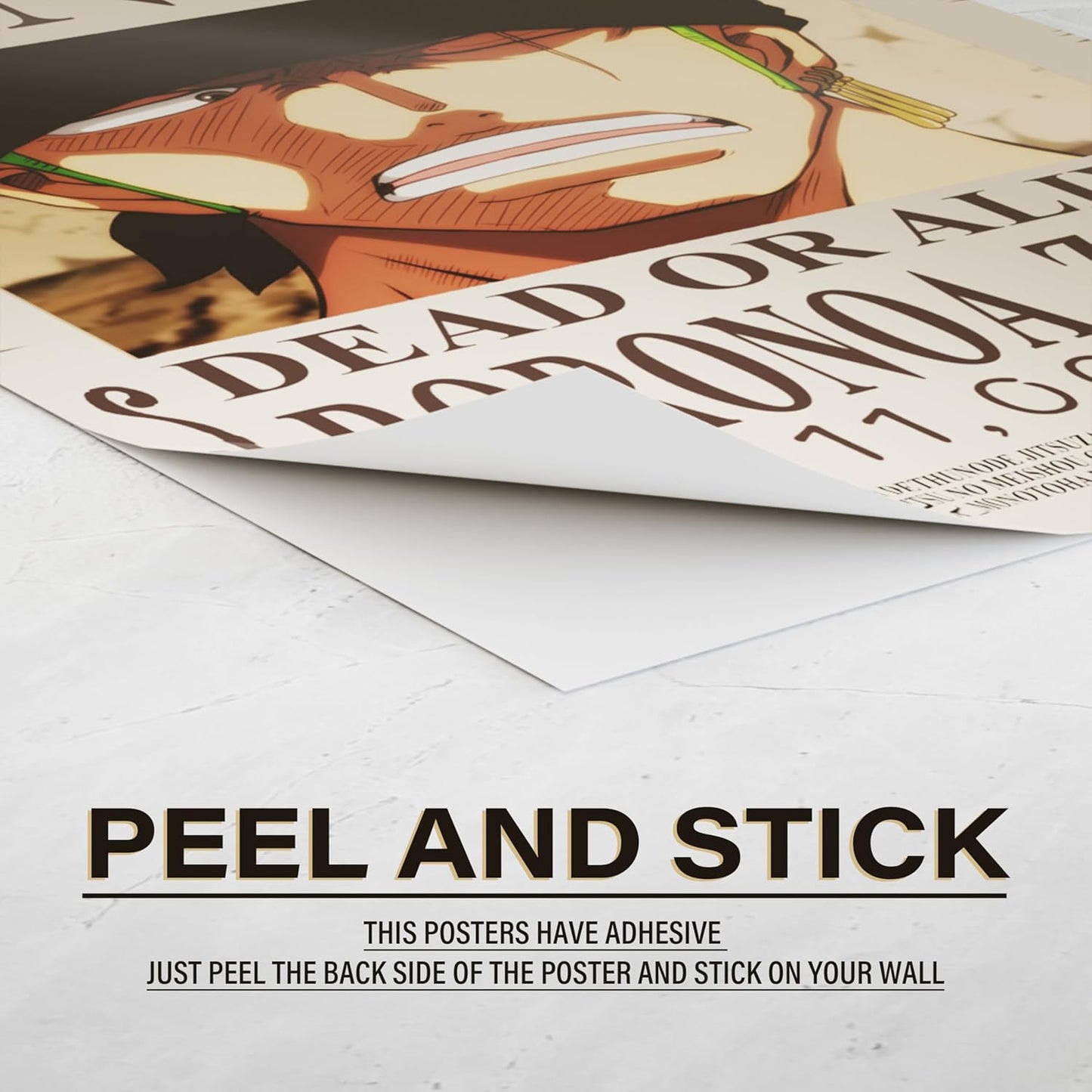 RedCloud Set of 20 PEEL N STICK One Piece Wanted Self Adhesive Light weight posters for long lasting on Wall Posters of Size A4 for Bedroom | office | LUFFY | ZORO | SANJI | FRANKY