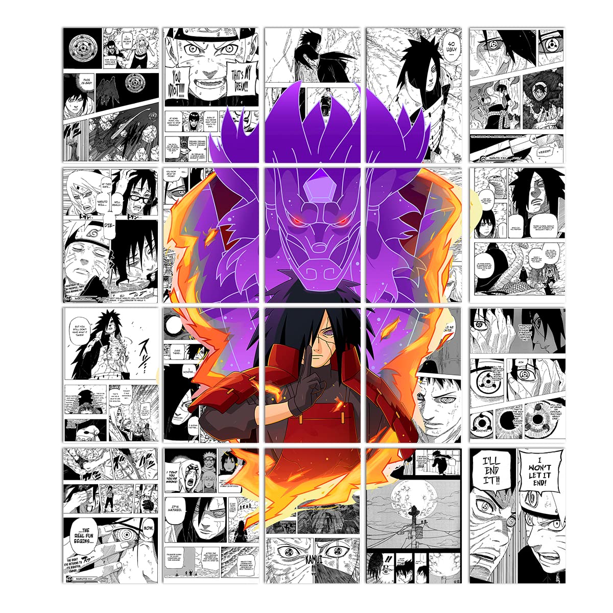 Set of 20 Madara Uchiha Naruto anime manga PEEL N STICK Self Adhesive Light weight posters for long lasting on Wall Poster For Room wall poster for bedroom with SIZE A4