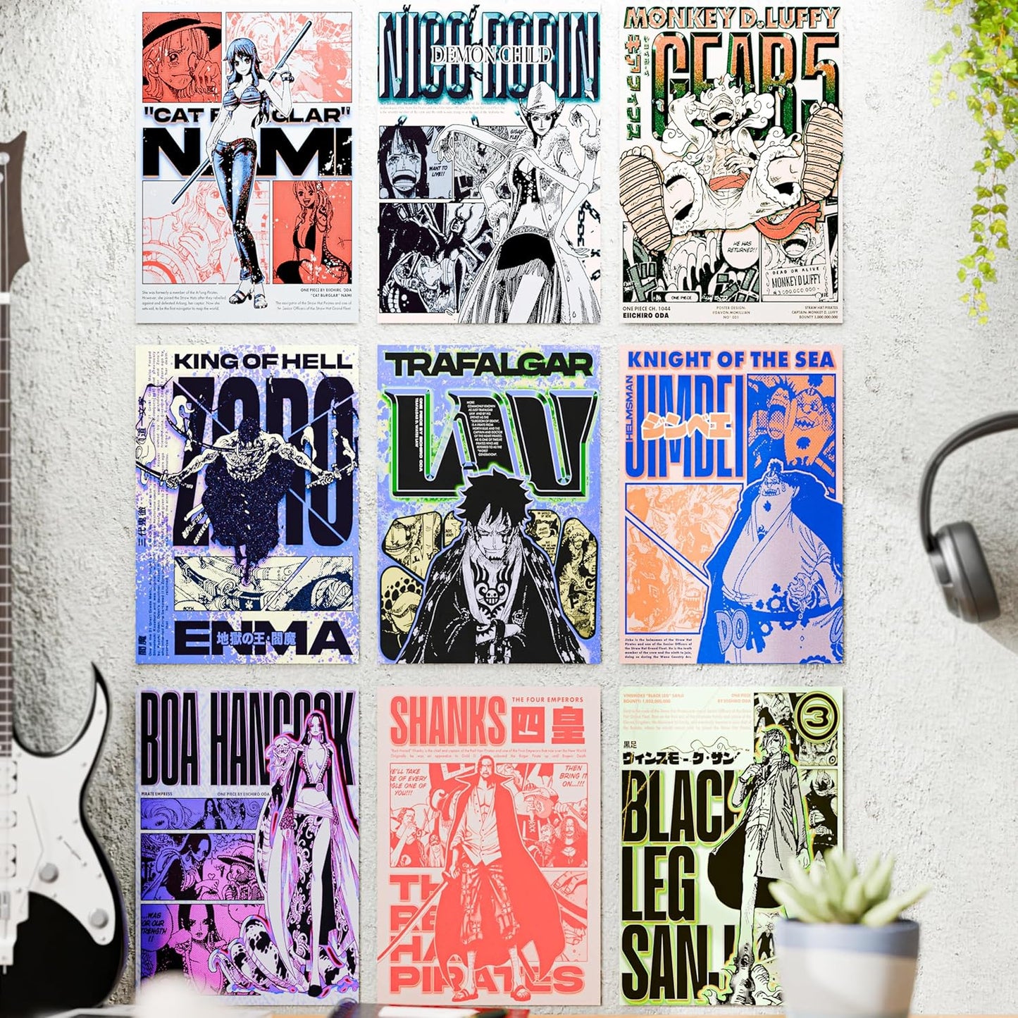 Set of 9 One Piece Anime Wall Posters Size - A4 Poster for Wall Decoration for Bedroom, Office, Living Room, Dorm Room