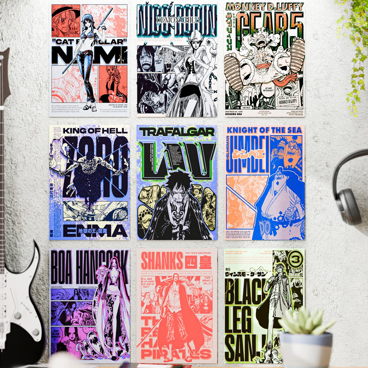 One Piece Anime Wall Posters Set of 9 – A4 Premium 300 GSM Thick Paper Manga Style Wall Art