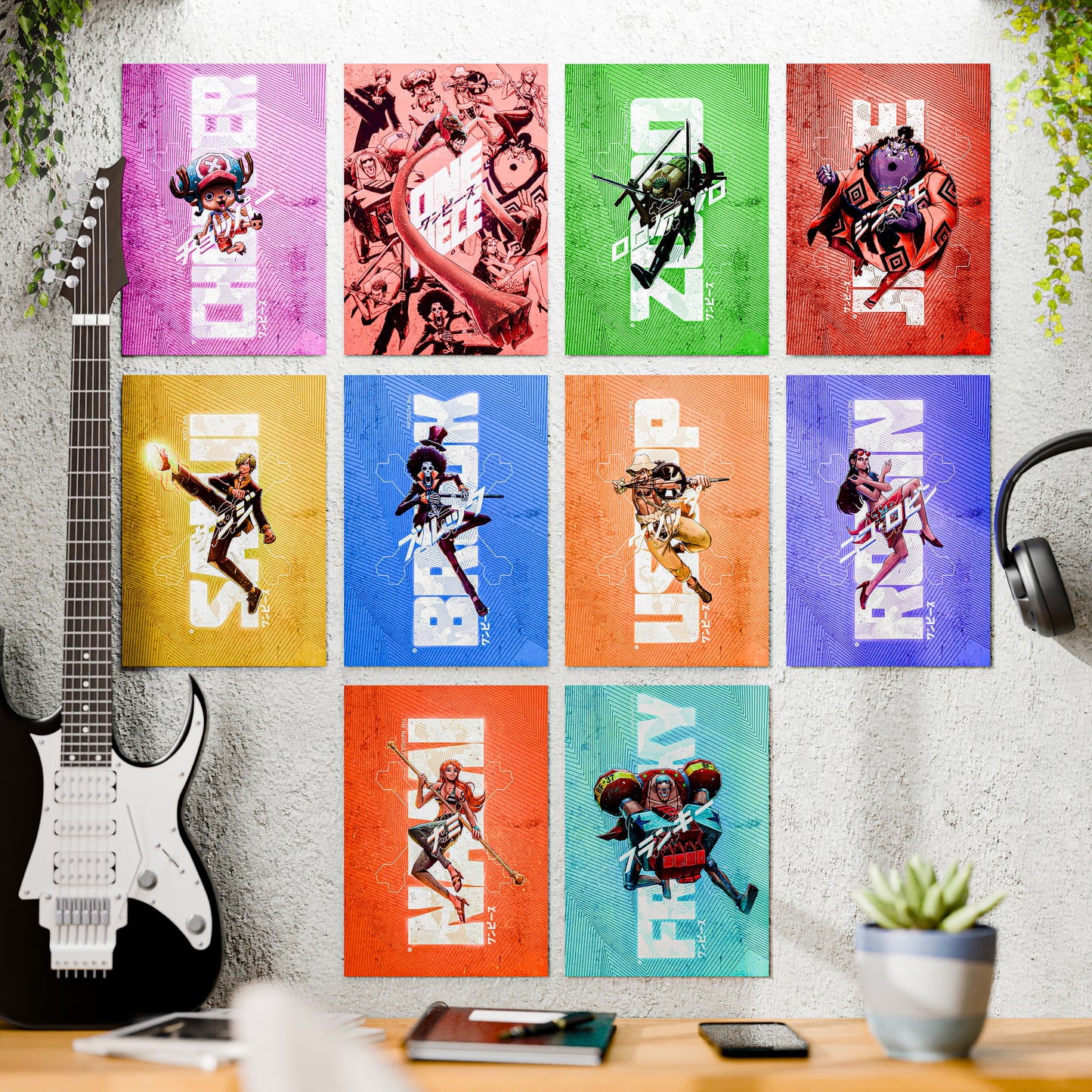 One Piece Anime Wall Posters Set of 10 – A4 Premium 300 GSM Thick Paper Character Wall Art