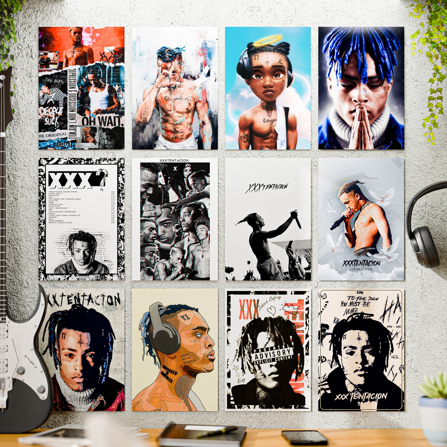 XXXTentacion Music Artist Posters Set of 12 – A4 Premium 300 GSM Thick Paper Hip Hop Wall Art