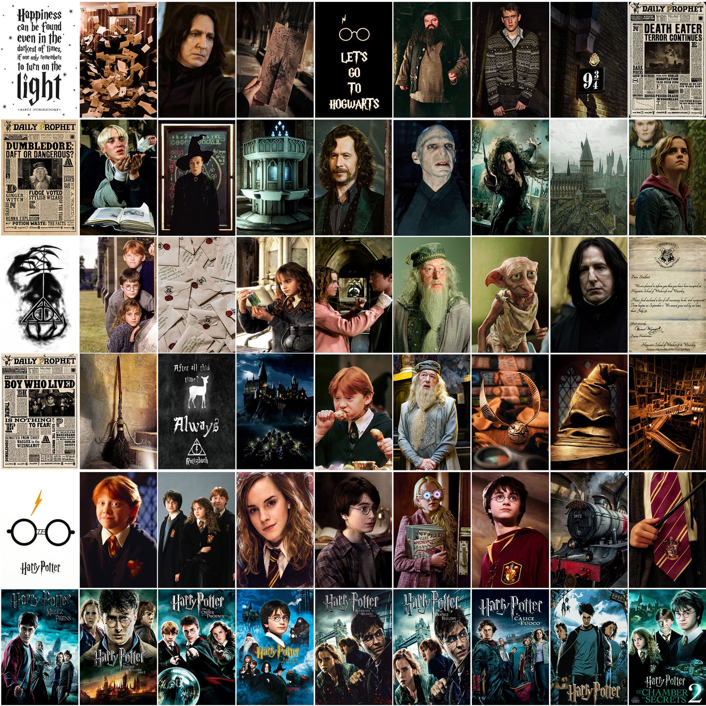 Harry Potter Movie Wall Collage Kit Posters Set of 54 – 4 x 6 Inches Premium 300 GSM Thick Paper Prints