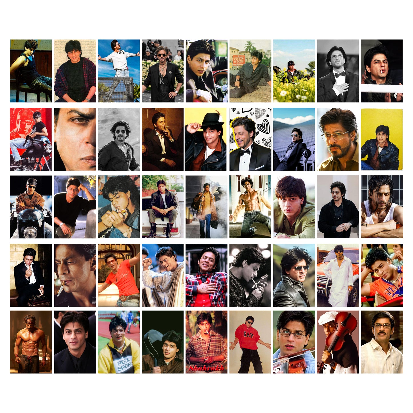Shah Rukh Khan Aesthetic Wall Collage Kit Posters Set of 45 – 4x6 Inch Premium 300 GSM Thick Paper Photo Prints