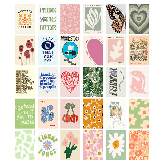 Positive Vibes Aesthetic Wall Collage Posters Set of 30 – 4x6 Inches Premium 300 GSM Thick Paper Prints