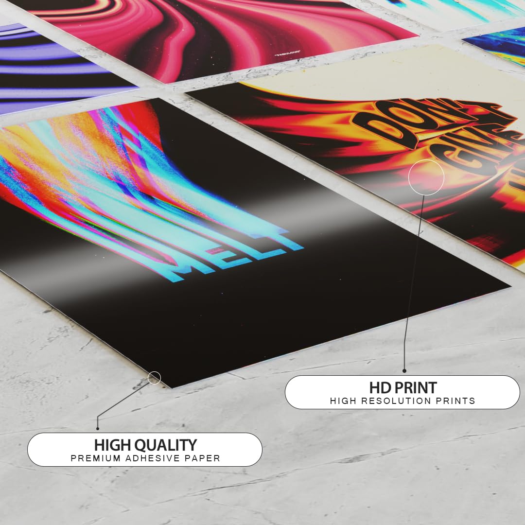 RedCloud Set of 20 PEEL N STICK Self Adhesive Light weight posters for long lasting on Wall Poster For Room Cool Aesthetic Posters A4 Size text Wall Posters for Bedrooom, Office, Dorms, Studio