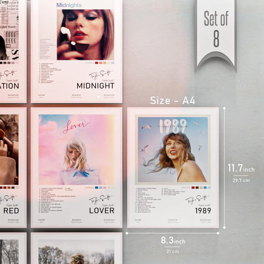 RedCloud Peel N Stick Self Adhesive Posters Set of 8 - Taylor Swift Popular Artist Music Album Wall Posters Size - A4 (8 x12) Inches Each Poster for Wall Decoration for Bedroom, Office, Living Room, Dorm Room