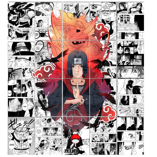 Set of 20 Itachi Uchiha Naruto anime manga PEEL N STICK Self Adhesive Light weight posters for long lasting on Wall Poster For Room wall poster for bedroom with SIZE A4