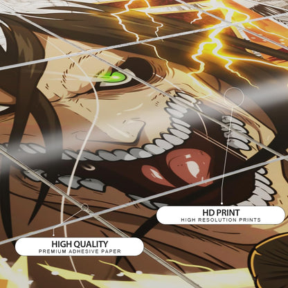 Set of 20 Eren Yeager Attack on titan anime manga PEEL N STICK Self Adhesive Light weight posters for long lasting on Wall posters anime manga wall poster for bedroom SIZE A4