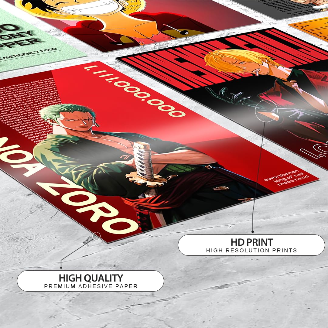 Set of 9 One Piece Anime Wall Posters of Size - A4 Poster for Wall Decoration for Bedroom, Office, Living Room, Dorm Room