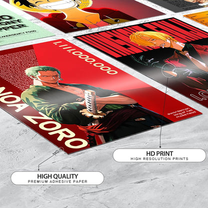 Set of 9 One Piece Anime Wall Posters of Size - A4 Poster for Wall Decoration for Bedroom, Office, Living Room, Dorm Room