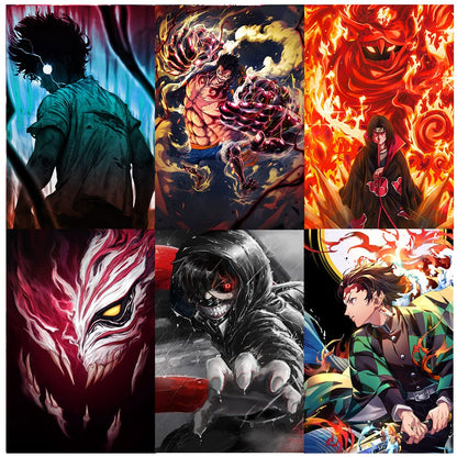 REDCLOUD Paper Set Of 20 Mix Anime PEEL N STICK Self Adhesive Light weight posters for long lasting on Wall Posters Size - A4 Anime posters for bedroom | Naruto anime | Demon slayer | Dragon ball z | Jujutsu kaisen | One piece | Attack on titan