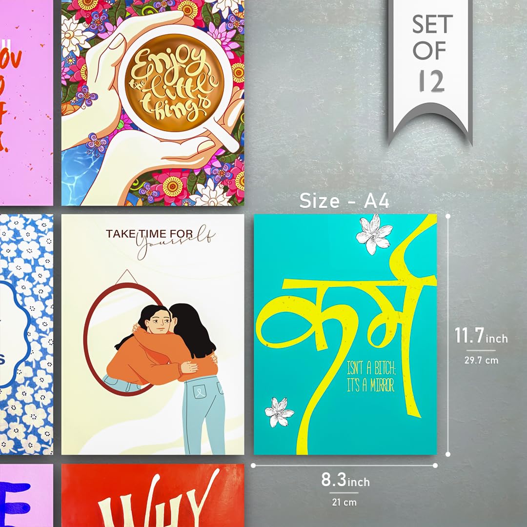 Set of 12 You Got This Women Empowerment Posters Set – A4 Size Peel & Stick Wall Posters for Home Office Decor