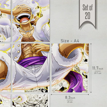 Set of 20 Monkey D.Luffy One Piece anime manga PEEL N STICK Self Adhesive Light weight posters for long lasting on Wall Poster For Room wall poster for bedroom with SIZE A4