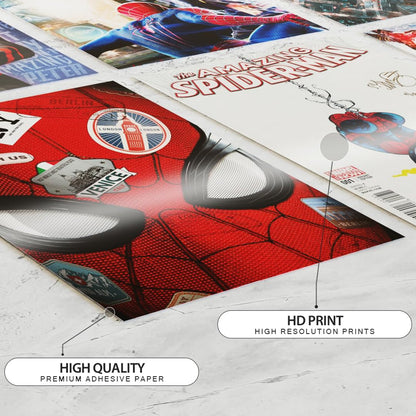 RedCloud Set of 20 Spiderman wall poster PEEL N STICK Self Adhesive Light weight posters for long lasting on Wall Poster For Room Poster Size - A4 Spiderman posters for Bedroom | Office | Kids
