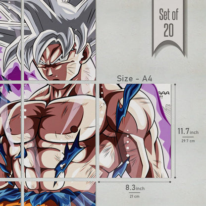 Set of 20 Dragon ball manga anime wall poster PEEL N STICK Self Adhesive Light weight posters for long lasting on Wall Poster For Room Goku ultra instinct Size - A4 Each