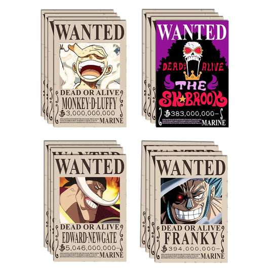 RedCloud Set of 20 PEEL N STICK One Piece Wanted Self Adhesive Light weight posters for long lasting on Wall Posters of Size A4 for Bedroom | office | LUFFY | ZORO | SANJI | FRANKY