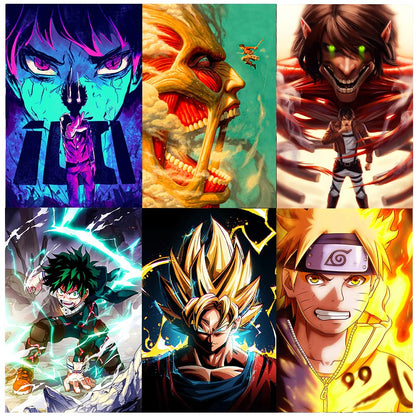 REDCLOUD Paper Set Of 20 Mix Anime PEEL N STICK Self Adhesive Light weight posters for long lasting on Wall Posters Size - A4 Anime posters for bedroom | Naruto anime | Demon slayer | Dragon ball z | Jujutsu kaisen | One piece | Attack on titan