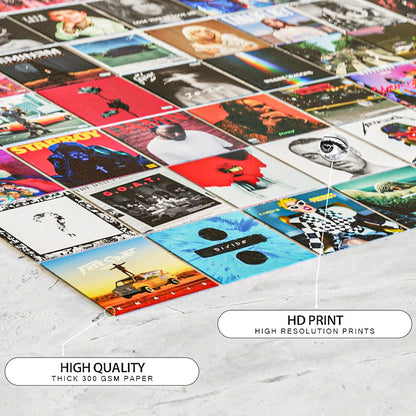 RedCloud Paper Set Of 70 Peel N Stick Self Adhesive Aesthetic Music Album Poster For Room Size - 4X4 Inches Poster For Bedroom, Office, Living Room, Dorm Room