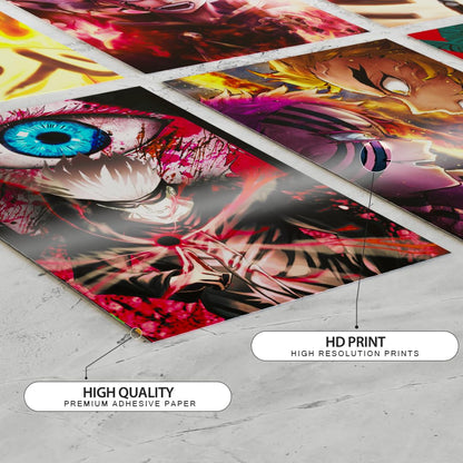 REDCLOUD Paper Set Of 20 Mix Anime PEEL N STICK Self Adhesive Light weight posters for long lasting on Wall Posters Size - A4 Anime posters for bedroom | Naruto anime | Demon slayer | Dragon ball z | Jujutsu kaisen | One piece | Attack on titan