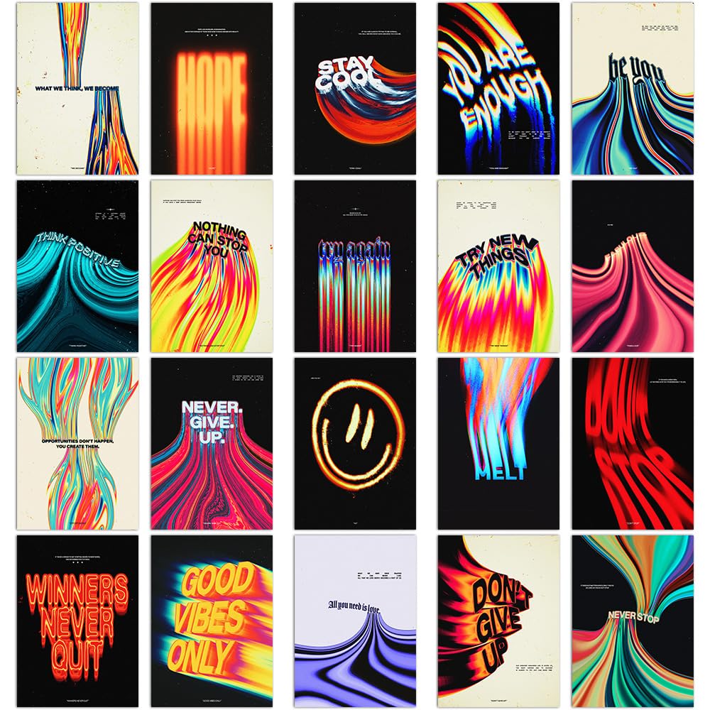 RedCloud Set of 20 PEEL N STICK Self Adhesive Light weight posters for long lasting on Wall Poster For Room Cool Aesthetic Posters A4 Size text Wall Posters for Bedrooom, Office, Dorms, Studio