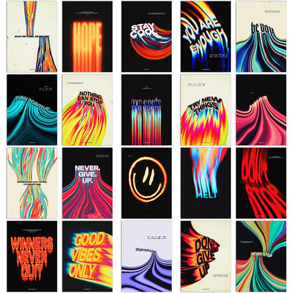 RedCloud Set of 20 PEEL N STICK Self Adhesive Light weight posters for long lasting on Wall Poster For Room Cool Aesthetic Posters A4 Size text Wall Posters for Bedrooom, Office, Dorms, Studio