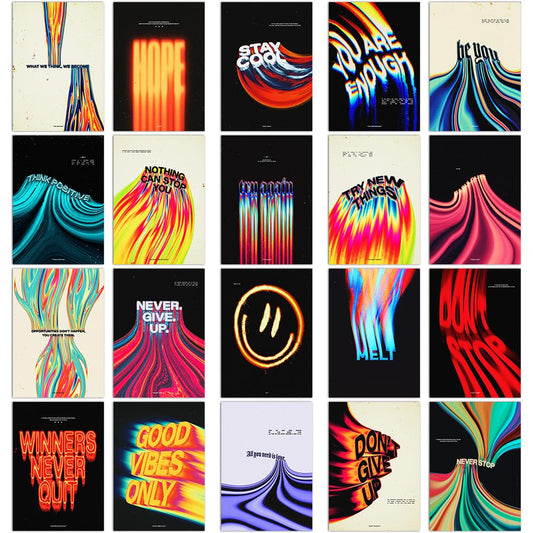 RedCloud Set of 20 PEEL N STICK Self Adhesive Light weight posters for long lasting on Wall Poster For Room Cool Aesthetic Posters A4 Size text Wall Posters for Bedrooom, Office, Dorms, Studio