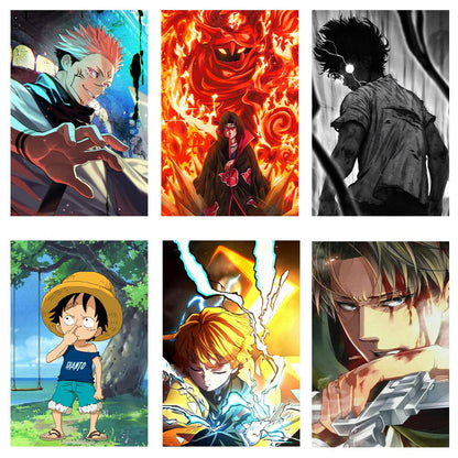 RedCloud Wall Art Set of 20 Mix Anime Self Adhesive Posters for Room, A4 Size Posters for Bedroom with Naruto, Demon Slayer, Dragon Ball Z, Jujutsu Kaisen, One Piece, Attack on Titan