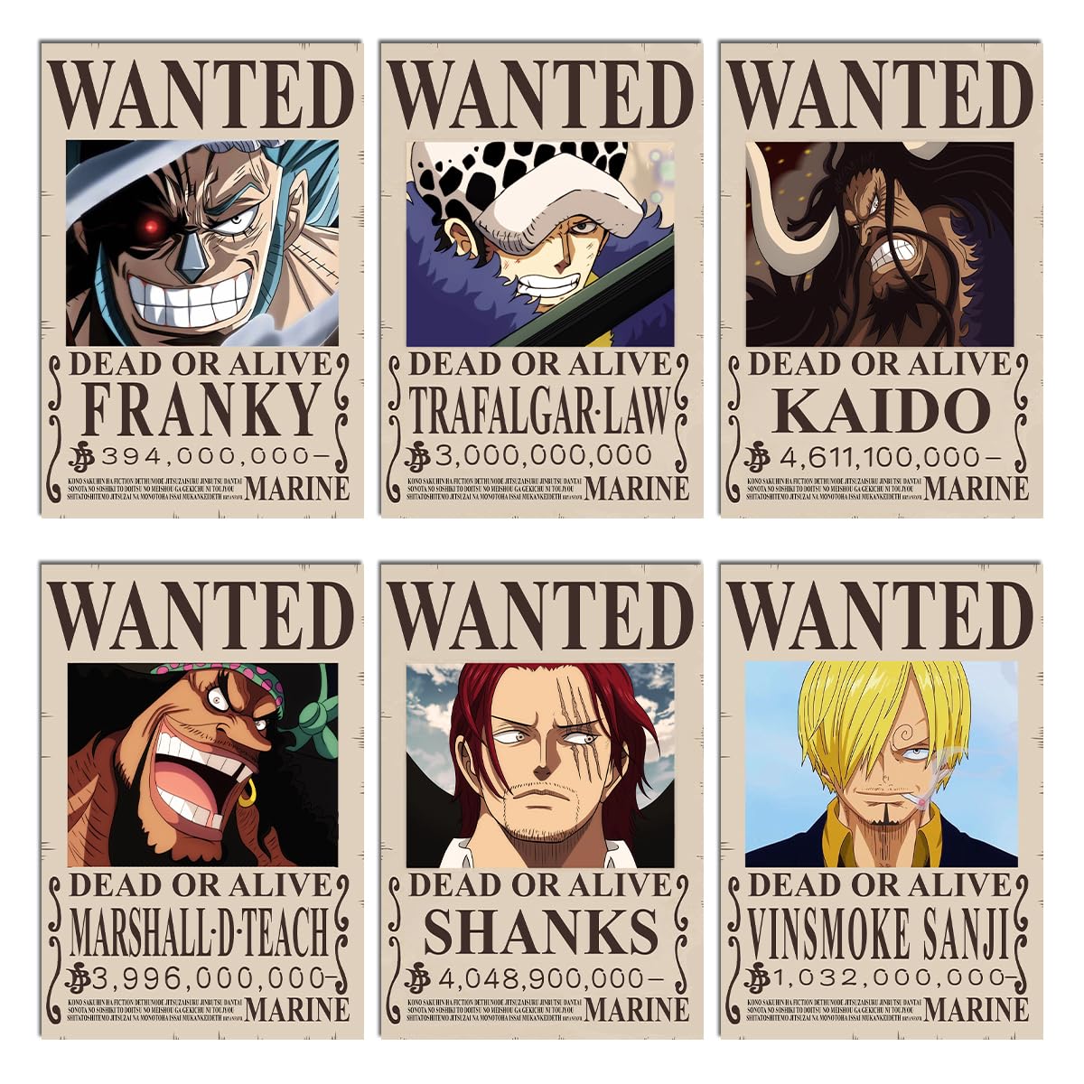 RedCloud Set of 20 PEEL N STICK One Piece Wanted Self Adhesive Light weight posters for long lasting on Wall Posters of Size A4 for Bedroom | office | LUFFY | ZORO | SANJI | FRANKY