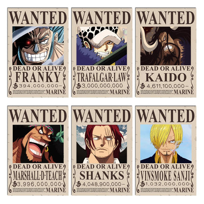 RedCloud Set of 20 PEEL N STICK One Piece Wanted Self Adhesive Light weight posters for long lasting on Wall Posters of Size A4 for Bedroom | office | LUFFY | ZORO | SANJI | FRANKY