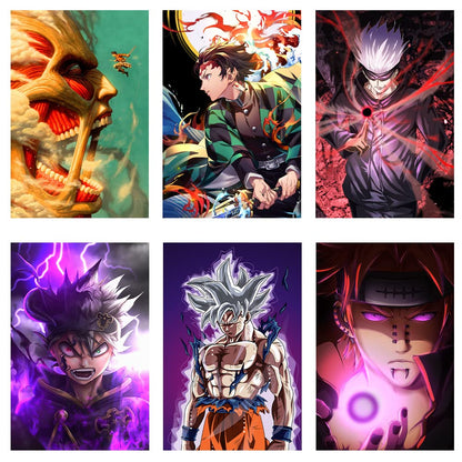 RedCloud Wall Art Set of 20 Mix Anime Self Adhesive Posters for Room, A4 Size Posters for Bedroom with Naruto, Demon Slayer, Dragon Ball Z, Jujutsu Kaisen, One Piece, Attack on Titan