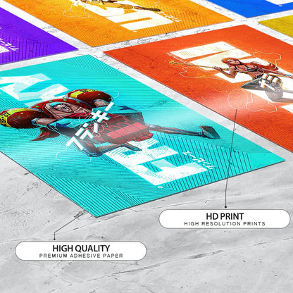 Set of 10 One Piece Anime Wall Posters Size - A4 Poster for Wall Decoration for Bedroom, Office, Living Room, Dorm Room