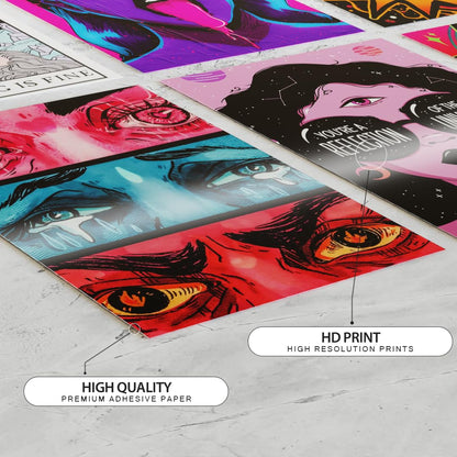 RedCloud Psychedelic Visionary Wall Posters Set of 12 | A4 Size each Self-Adhesive Prints for Bedrooms & Gaming Rooms