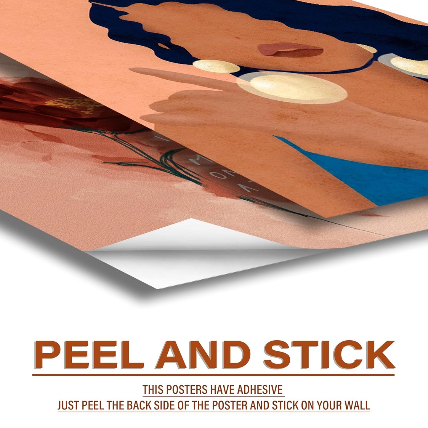 REDCLOUD Set of 16 Boho Aesthetic Wall Posters Self Adhesive Light Weight Posters For Long Lasting On Wall Posters- Peach,Beige,Orange Bohemian Wall Prints For Bedroom,Living Room,Office Decoration