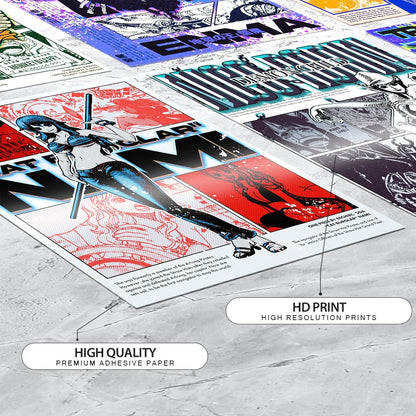 Set of 9 One Piece Anime Wall Posters Size - A4 Poster for Wall Decoration for Bedroom, Office, Living Room, Dorm Room