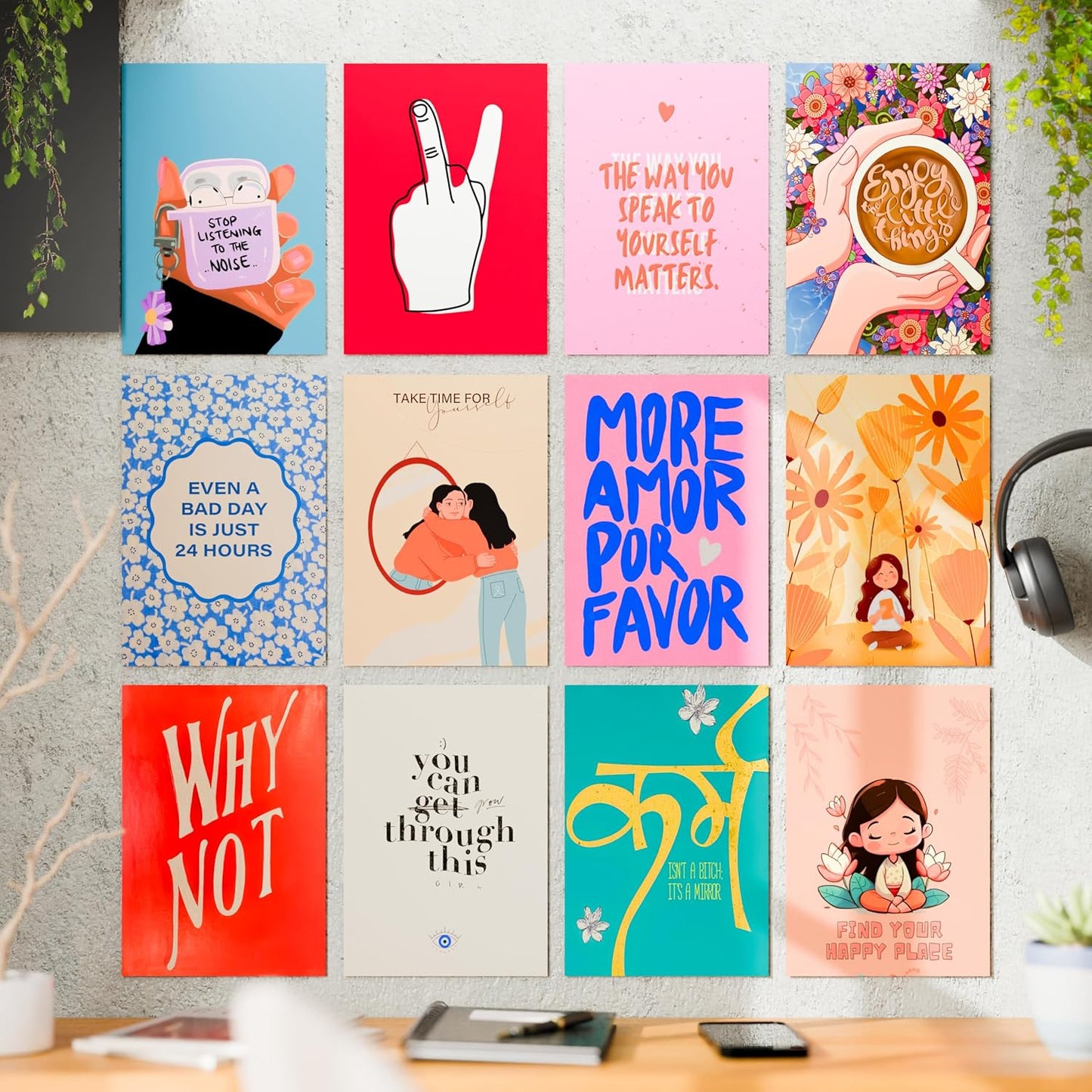 Set of 12 You Got This Women Empowerment Posters Set – A4 Size Peel & Stick Wall Posters for Home Office Decor