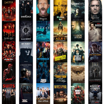 REDCLOUD Peel N Stick Self Adhesive 54 Pcs Web Series Tv Show Wall Collage Kit - 4 x 6 Inches Posters for Wall Decoration - Bedroom, Office, Living Room, Dorm Room