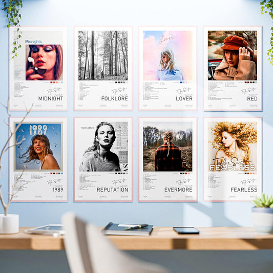 RedCloud Peel N Stick Self Adhesive Posters Set of 8 - Taylor Swift Popular Artist Music Album Wall Posters Size - A4 (8 x12) Inches Each Poster for Wall Decoration for Bedroom, Office, Living Room, Dorm Room