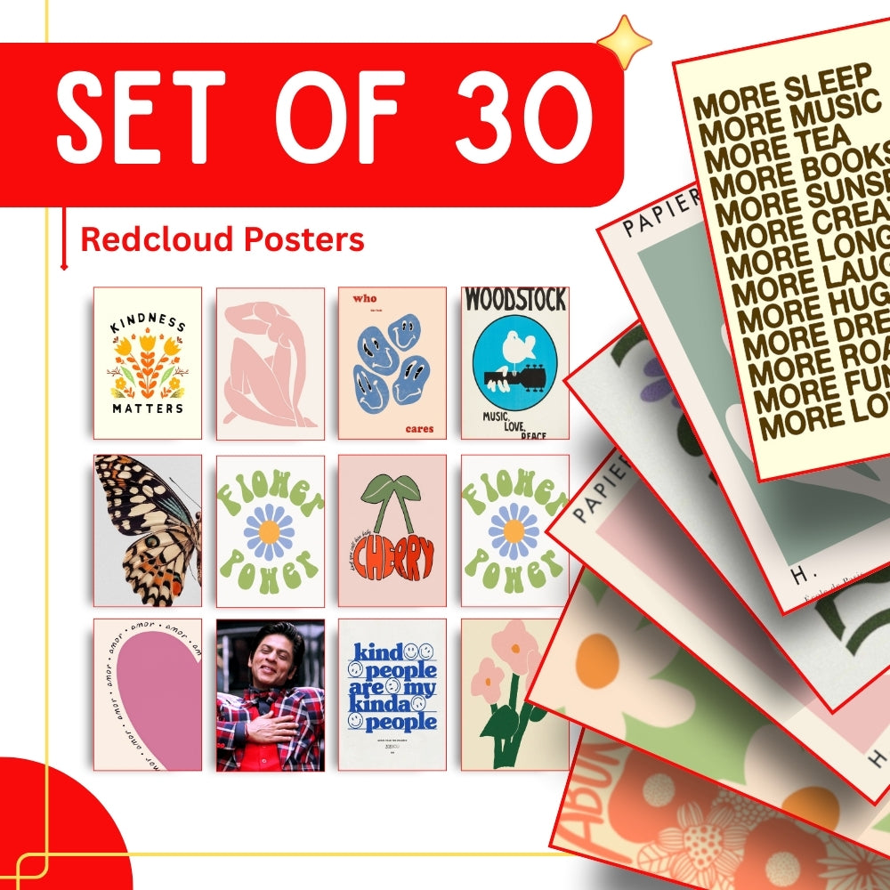 Positive Vibes Aesthetic Wall Collage Posters Set of 30 – 4x6 Inches Premium 300 GSM Thick Paper Prints