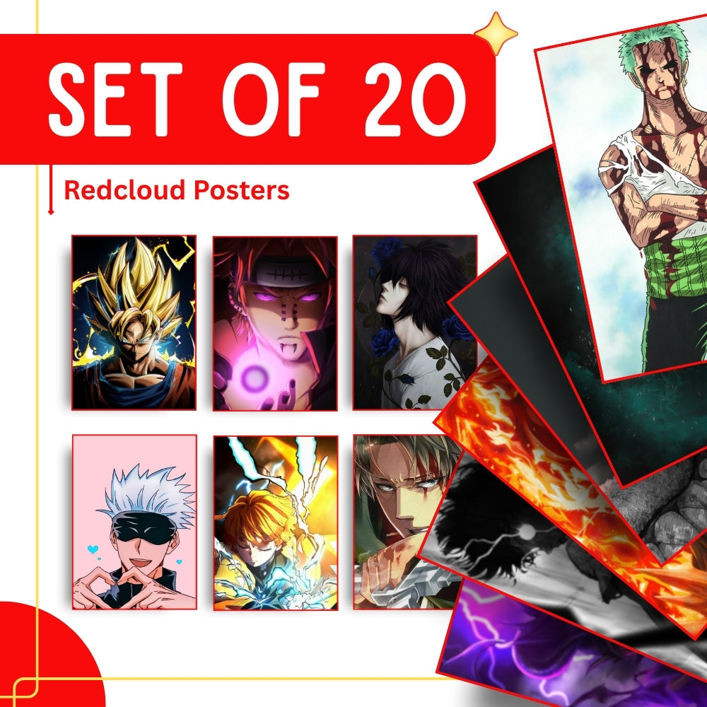 Mix Anime Posters Set of 20 - Naruto | Demon Slayer | Attack on titan | Jujutsu kaisen