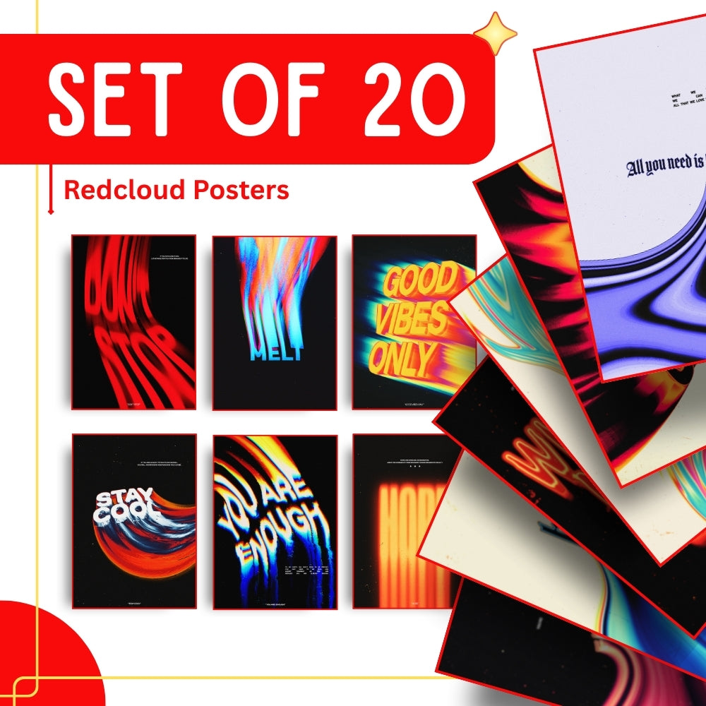 Cool Aesthetic Wall Posters Set of 20 - Bedrooom, Office, Dorms, Studio