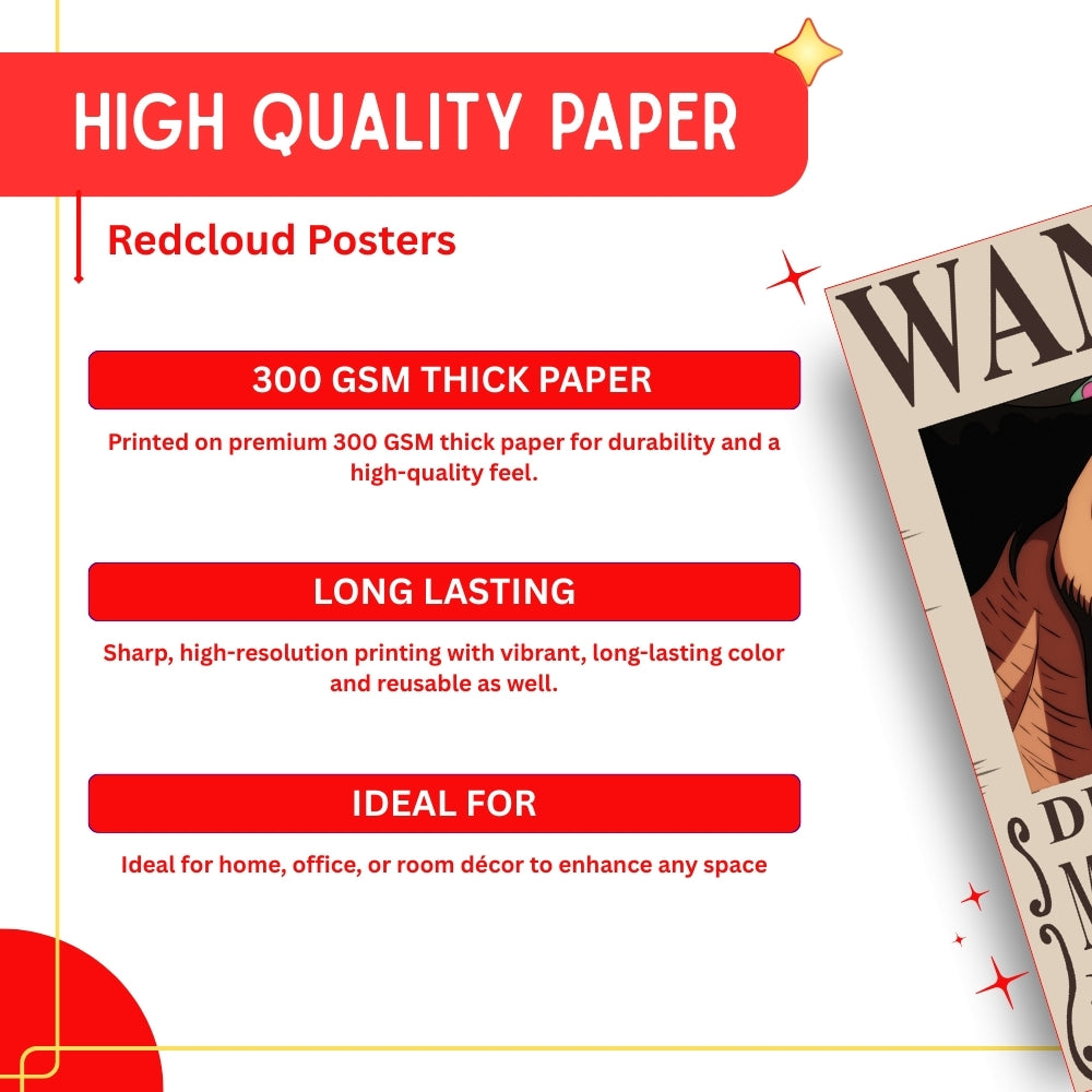 One Piece Wanted Posters Set of 20  – A4 Premium 300 GSM Thick Paper Wall Art