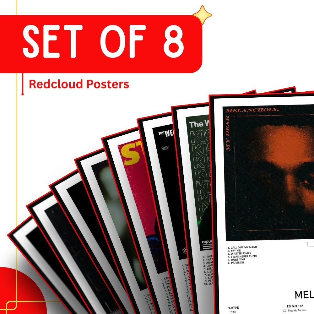 The Weeknd Album Cover Posters Set of 8 – A4 Premium 300 GSM Thick Paper Music Wall Art