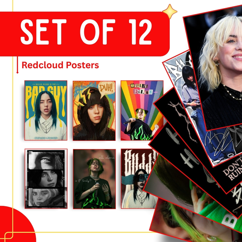 Billie Eilish Music Artist Posters Set of 12 – A4 Premium 300 GSM Thick Paper Aesthetic Wall Art
