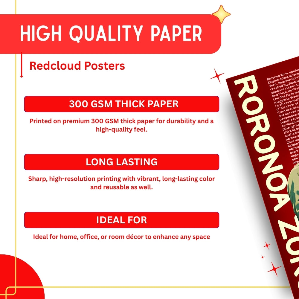 One Piece Anime Wall Posters Set of 9 – A4 Premium 300 GSM Thick Paper Character Wall Art