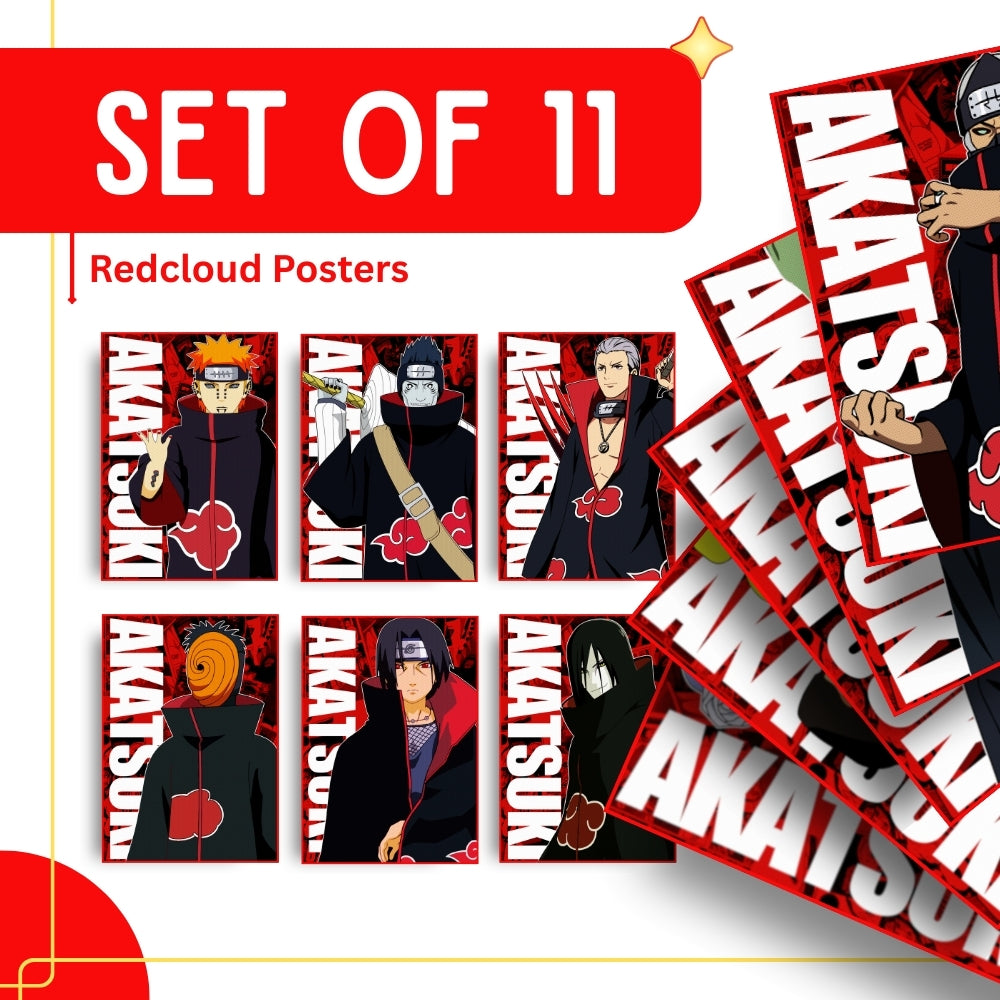 Akatsuki Members Naruto Anime Wall Posters Set of 11 – A4 Premium 300 GSM Thick Paper Character Wall Art