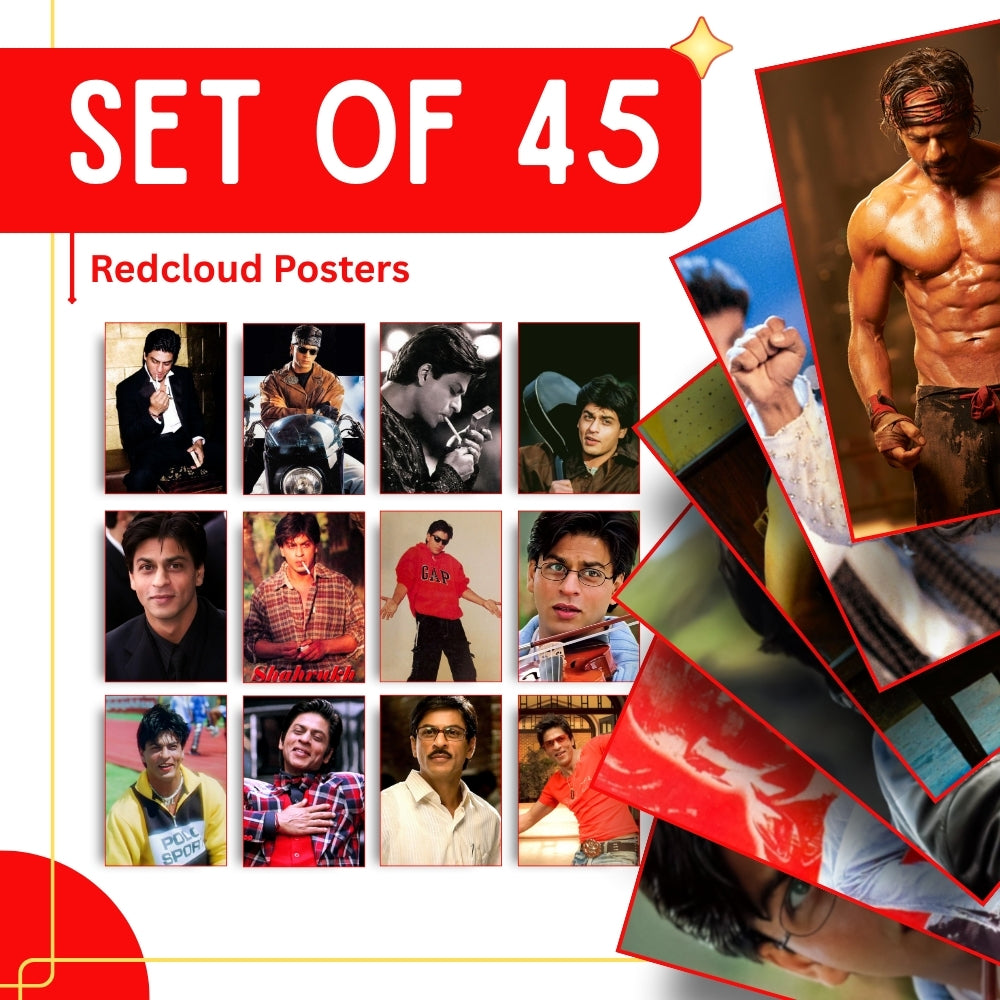 Shah Rukh Khan Aesthetic Wall Collage Kit Posters Set of 45 – 4x6 Inch Premium 300 GSM Thick Paper Photo Prints