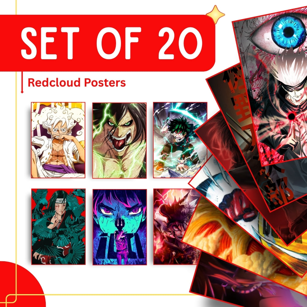 Mix Anime Posters Set of 20 - Naruto | Demon Slayer | Attack on titan | Jujutsu kaisen | Death Note