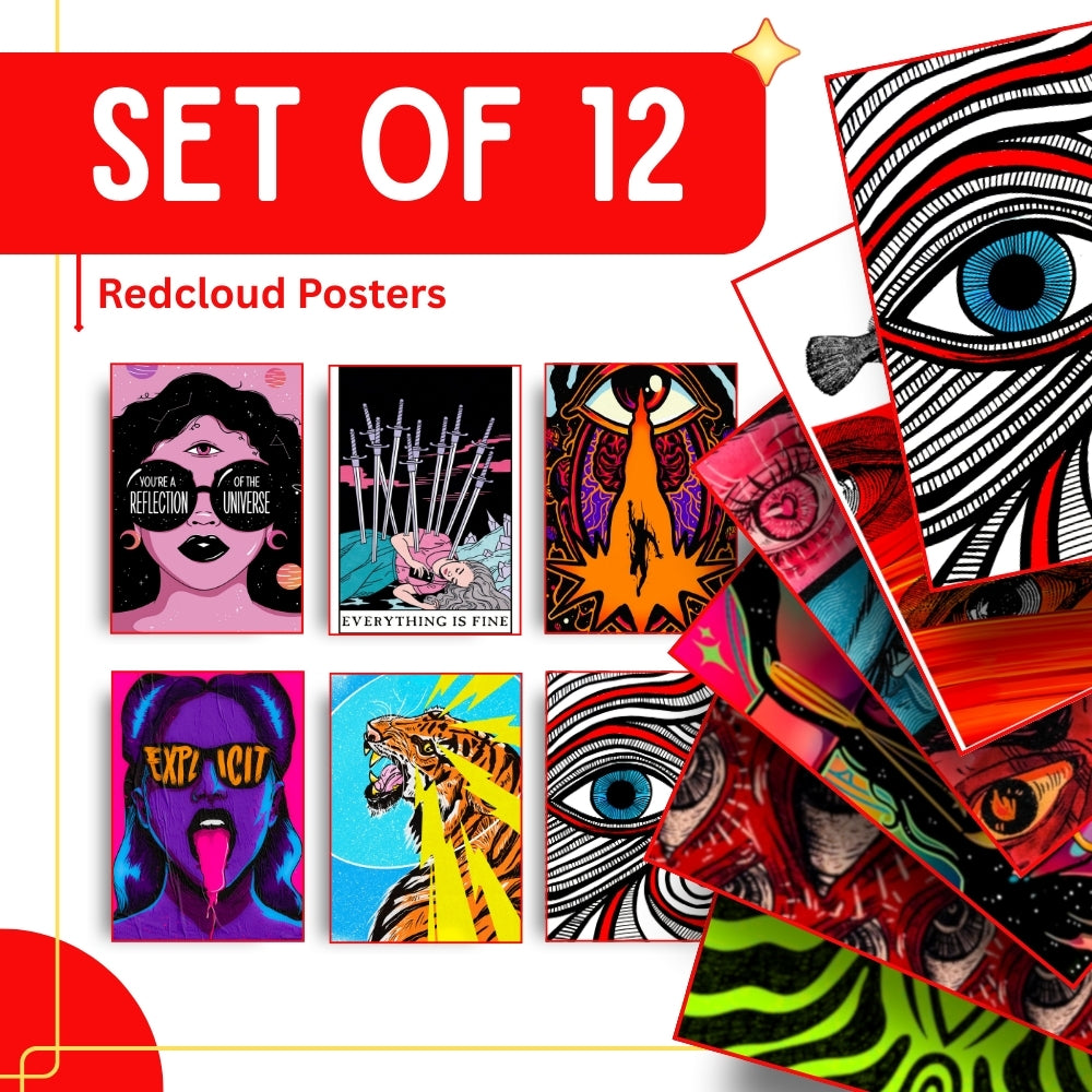 Psychedelic Visionary Wall Posters Set of 12 – A4 Premium 300 GSM Thick Paper Trippy Aesthetic Art Prints